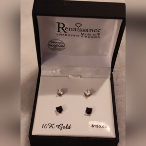 NWT! 10kt Gold Swarovski Zirconia Earrings Set